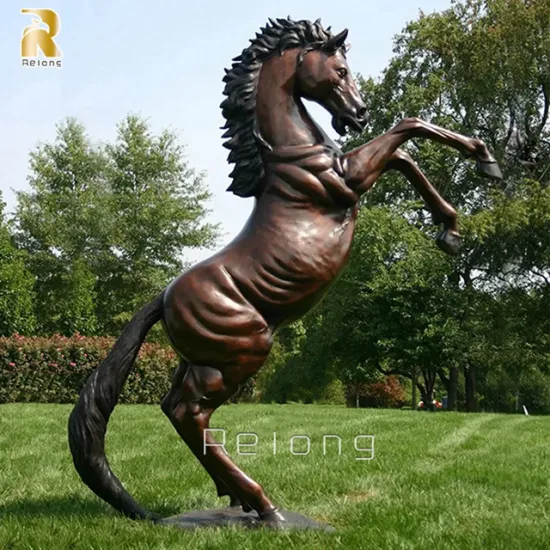 Estatua de Animal de Metal antiguo de tamaño natural al aire libre personalizada, ornamento de parque, escultura de caballo de bronce, decoración de parque de jardín